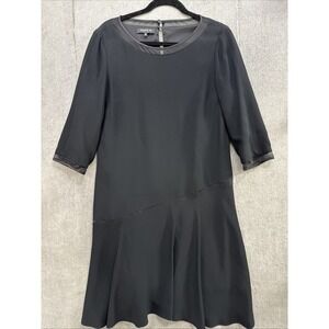 Lafayette 148 New York Black Drop Waist Sheath Dress Size 10 Career Cocktail
